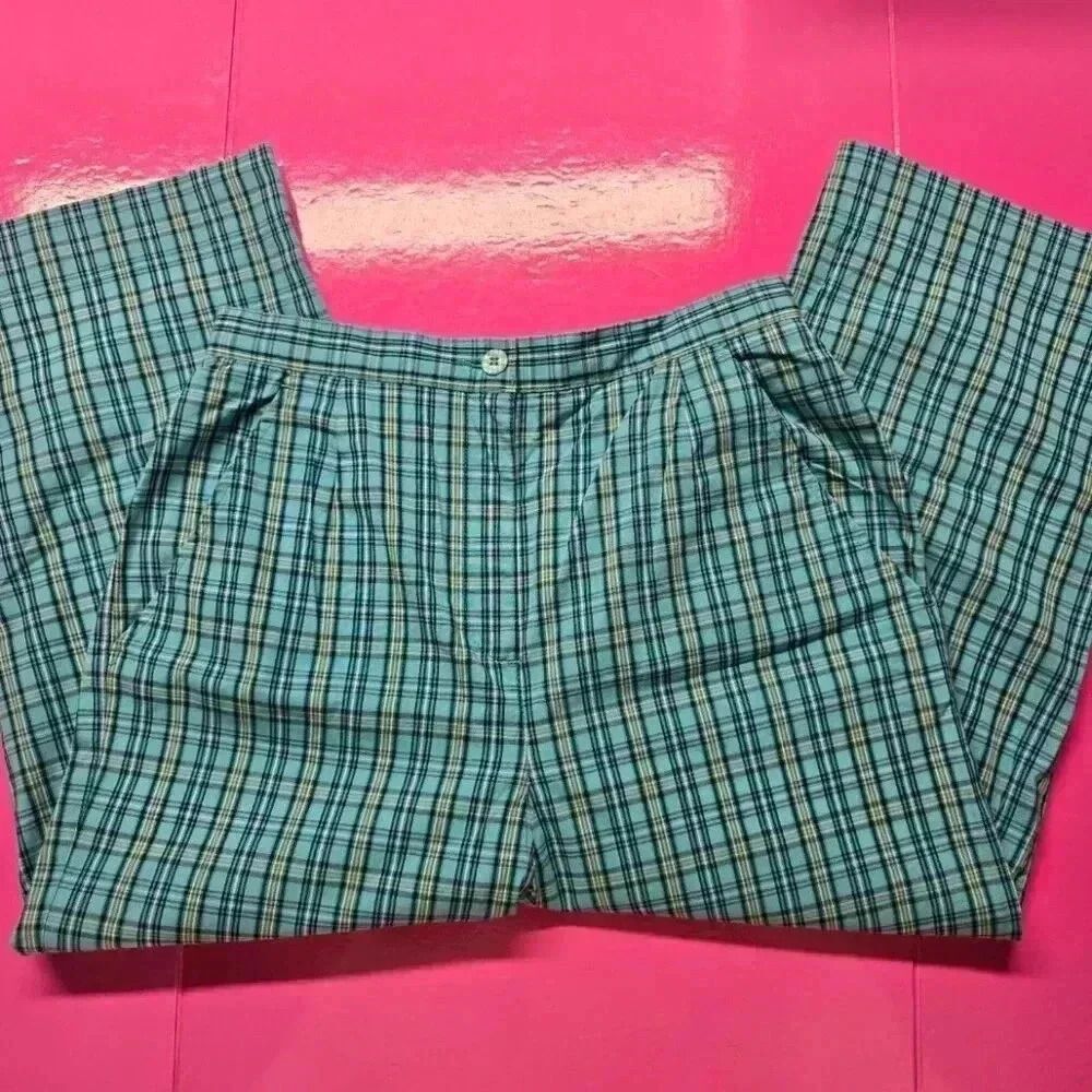 LizGolf by Liz Claiborne Women's Plaid Capri Cropped Pants Size 4 High Rise Blue
